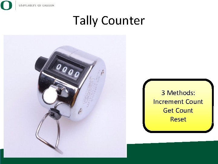 Tally Counter 3 Methods: Increment Count Get Count Reset 