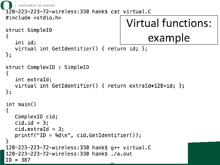 Virtual functions: example 
