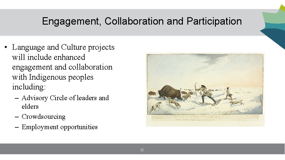 Engagement, Collaboration and Participation • Language and Culture projects will include enhanced engagement and