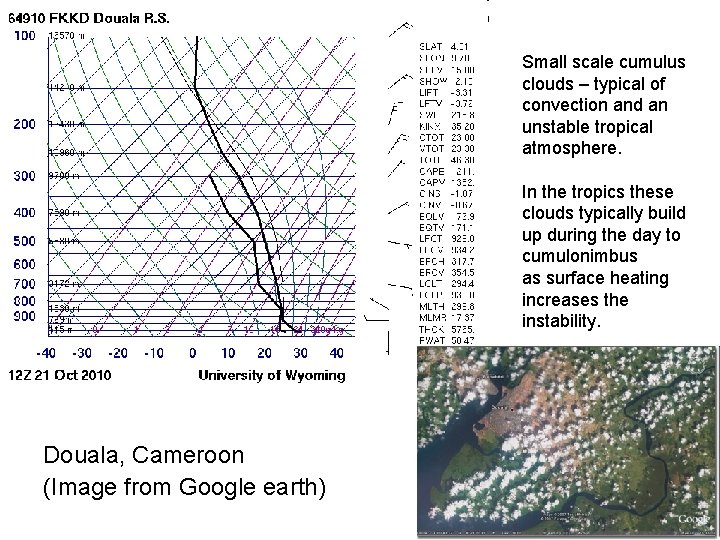 Small scale cumulus clouds – typical of convection and an unstable tropical atmosphere. In