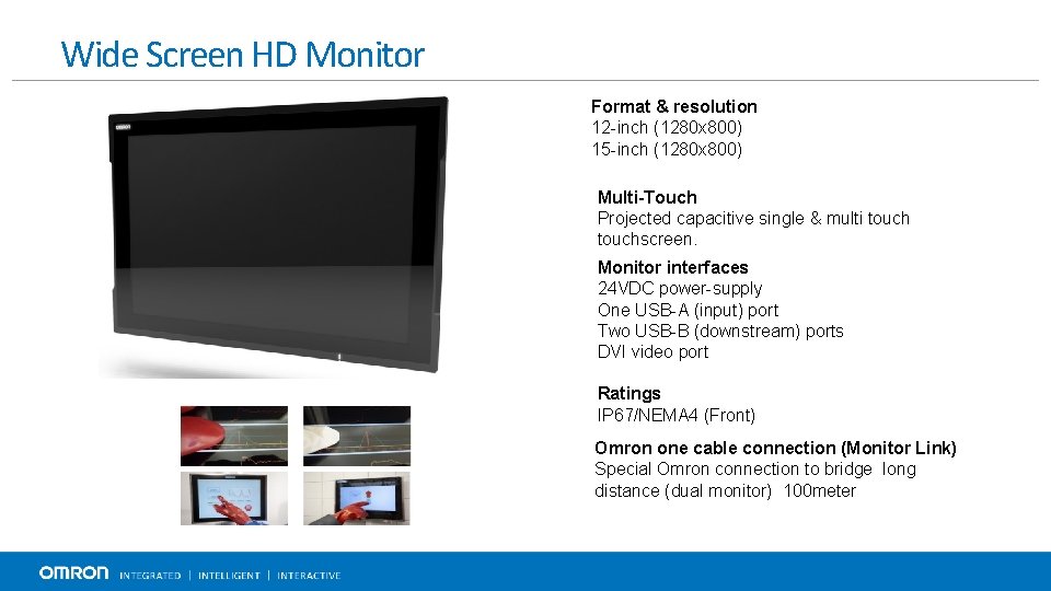 Wide Screen HD Monitor Format & resolution 12 -inch (1280 x 800) 15 -inch