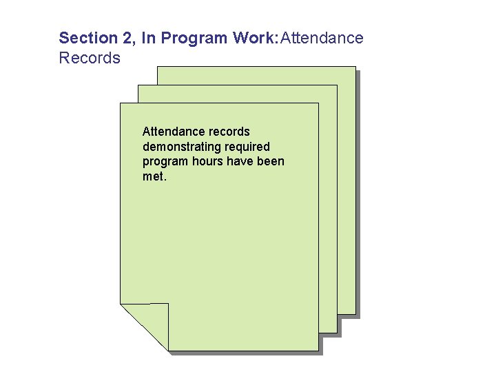 Section 2, In Program Work: Attendance Records Attendance records demonstrating required program hours have