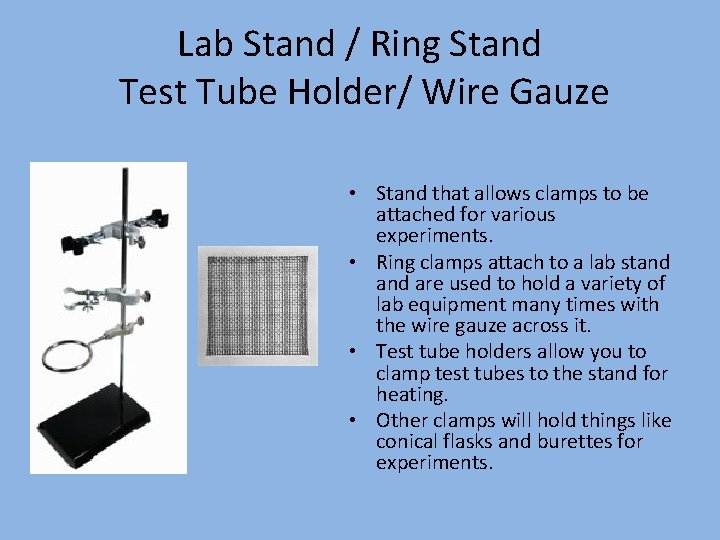 Lab Stand / Ring Stand Test Tube Holder/ Wire Gauze • Stand that allows