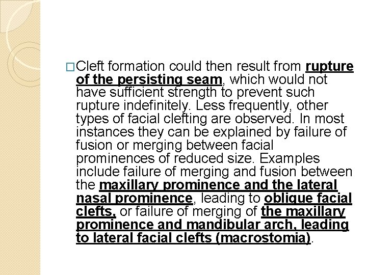 �Cleft formation could then result from rupture of the persisting seam, which would not
