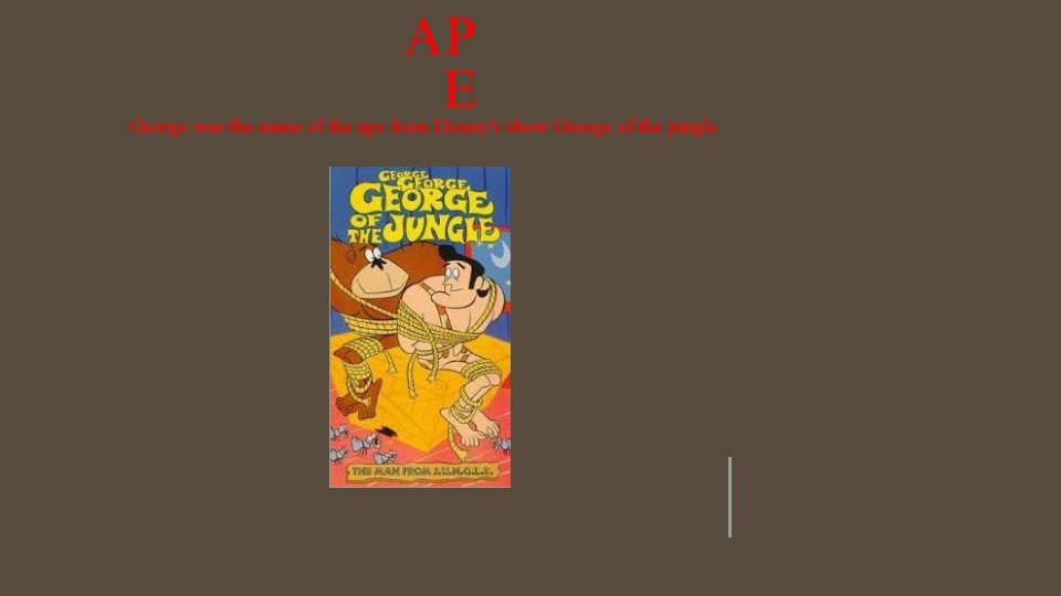 AP E George was the name of the ape from Disney's show George of