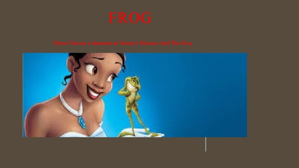 FROG Prince Naveen a character in Disney's Princess And The Frog 