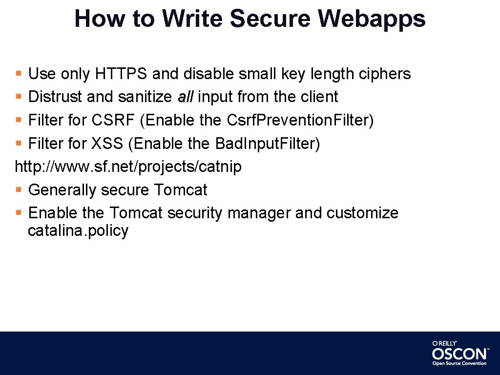 How to Write Secure Webapps Use only HTTPS and disable small key length ciphers