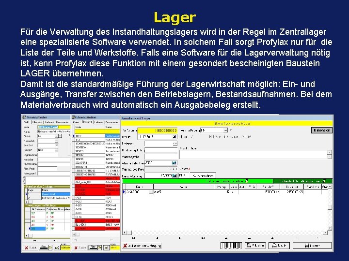 Lager Für die Verwaltung des Instandhaltungslagers wird in der Regel im Zentrallager eine spezialisierte