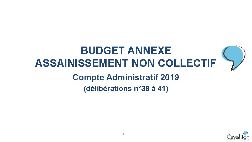 BUDGET ANNEXE ASSAINISSEMENT NON COLLECTIF Compte Administratif 2019 (délibérations n° 39 à 41) 4