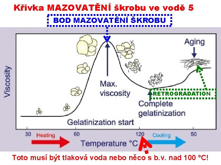 Křivka MAZOVATĚNÍ škrobu ve vodě 5 BOD MAZOVATĚNÍ ŠKROBU RETROGRADATION 06112019 PŘÍRODNÍ POLYMERY polysacharidy