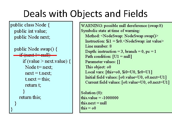 Deals with Objects and Fields public class Node { public int value; public Node