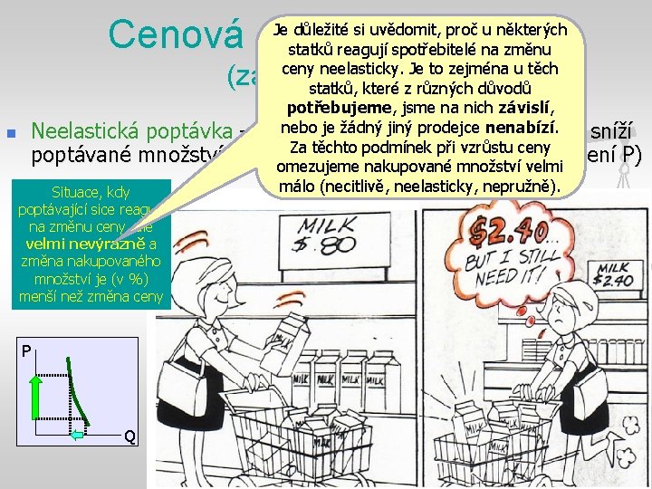 Cenová elasticita poptávky Je důležité si uvědomit, proč u některých statků reagují spotřebitelé na