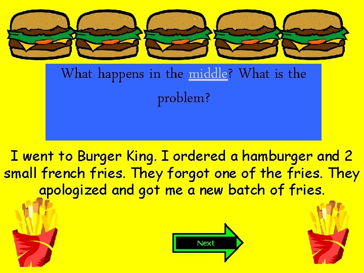 What happens in the middle? What is the problem? I went to Burger King.