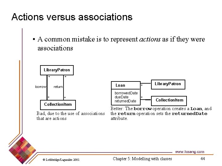 Actions versus associations • A common mistake is to represent actions as if they Actions versus associations • A common mistake is to represent actions as if they