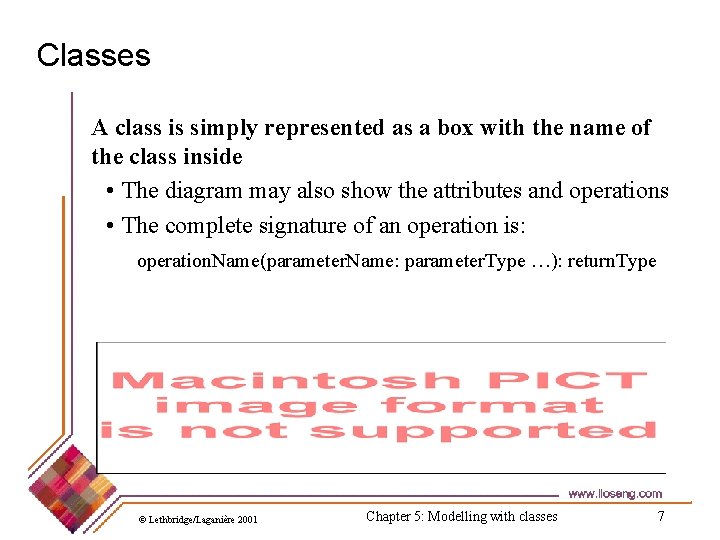 Classes A class is simply represented as a box with the name of the Classes A class is simply represented as a box with the name of the