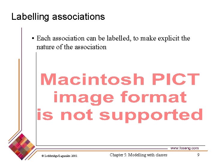 Labelling associations • Each association can be labelled, to make explicit the nature of Labelling associations • Each association can be labelled, to make explicit the nature of
