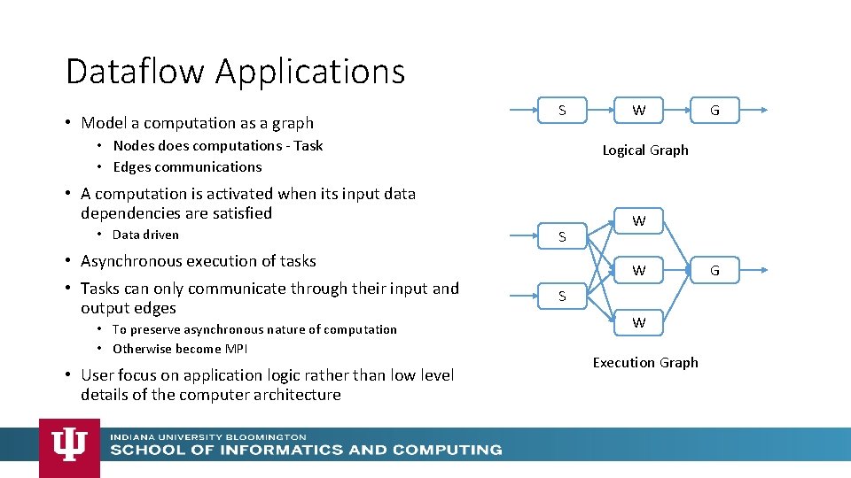 Dataflow Applications • Model a computation as a graph S • Nodes does computations Dataflow Applications • Model a computation as a graph S • Nodes does computations