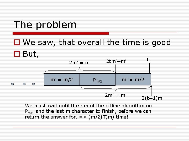 The problem We saw, that overall the time is good But, m’ = m/2