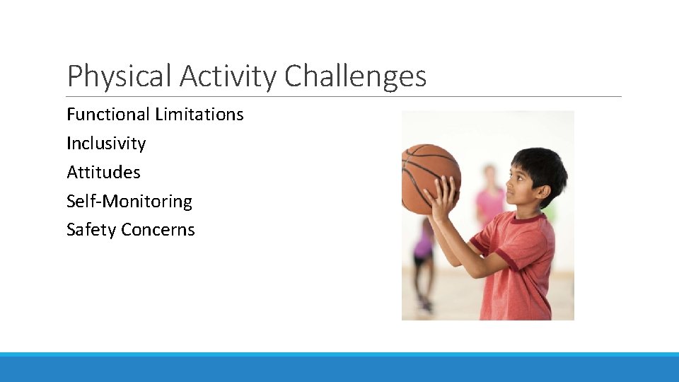 Physical Activity Challenges Functional Limitations Inclusivity Attitudes Self-Monitoring Safety Concerns 