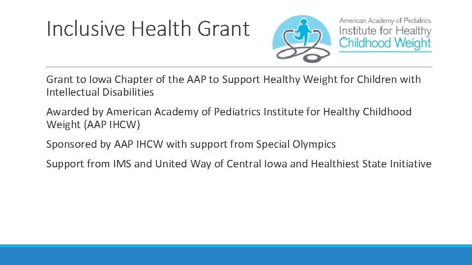 Inclusive Health Grant to Iowa Chapter of the AAP to Support Healthy Weight for