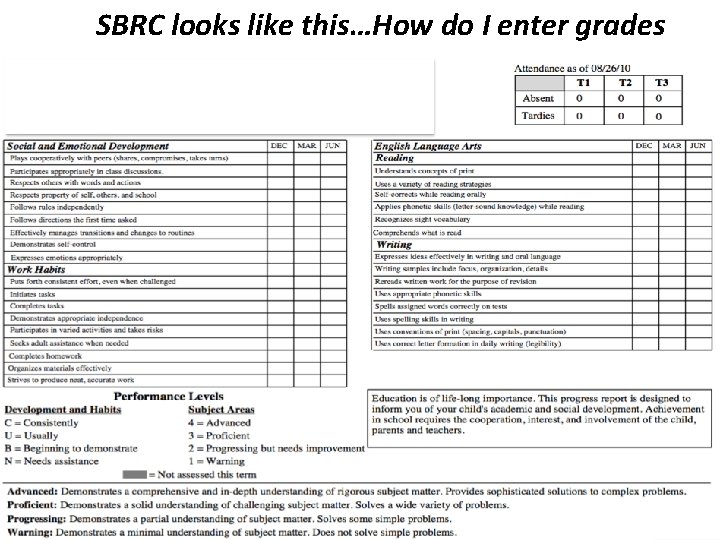 SBRC looks like this…How do I enter grades 