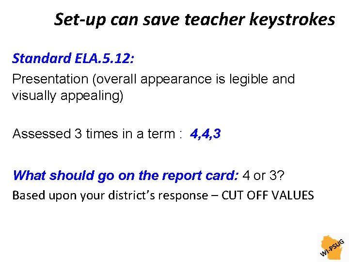 Set-up can save teacher keystrokes Standard ELA. 5. 12: Presentation (overall appearance is legible