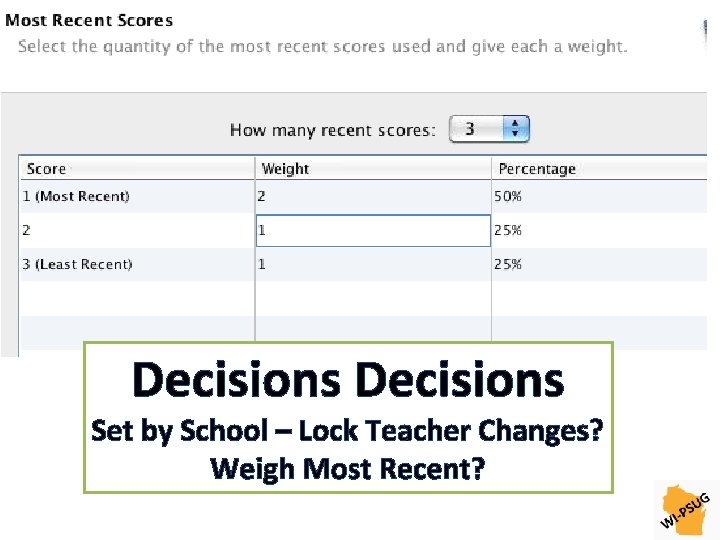 Decisions Set by School – Lock Teacher Changes? Weigh Most Recent? 