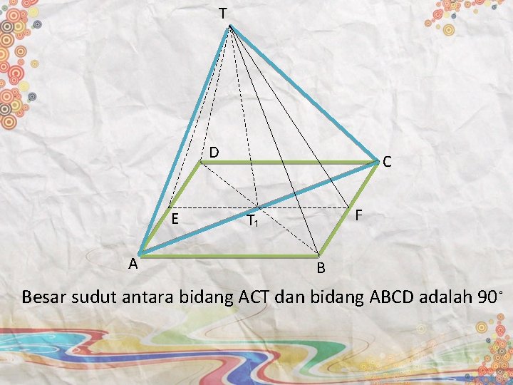 T D E A C F T₁ B Besar sudut antara bidang ACT dan