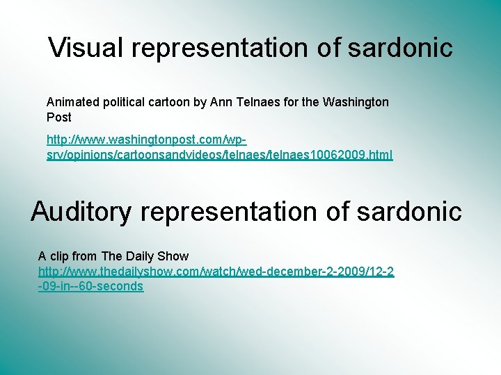 Visual representation of sardonic Animated political cartoon by Ann Telnaes for the Washington Post