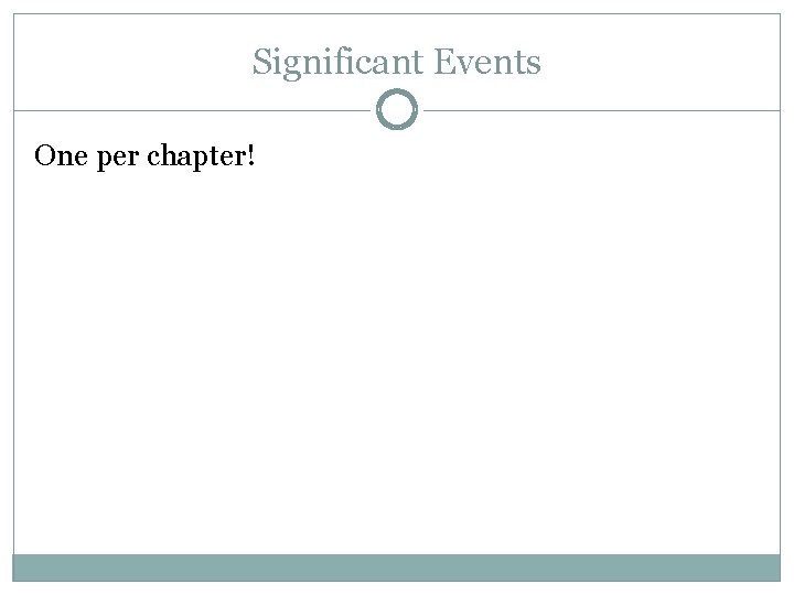 Significant Events One per chapter! 