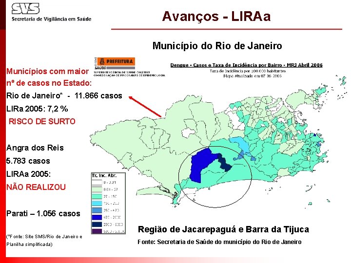 Avanços - LIRAa Município do Rio de Janeiro Municípios com maior nº de casos