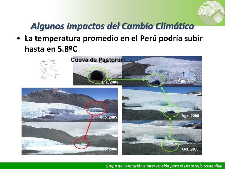 Algunos Impactos del Cambio Climático • La temperatura promedio en el Perú podría subir
