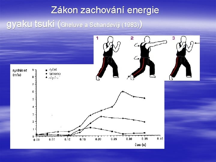 Zákon zachování energie gyaku tsuki (Gheluve a Schandeviji (1983)) 