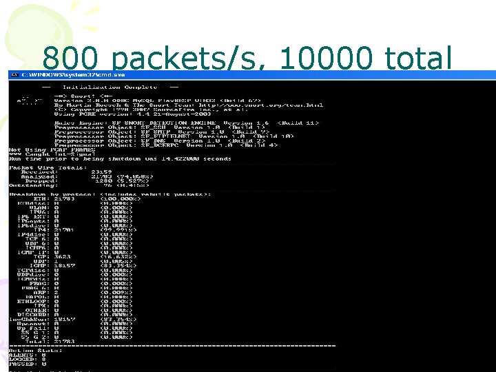 800 packets/s, 10000 total 