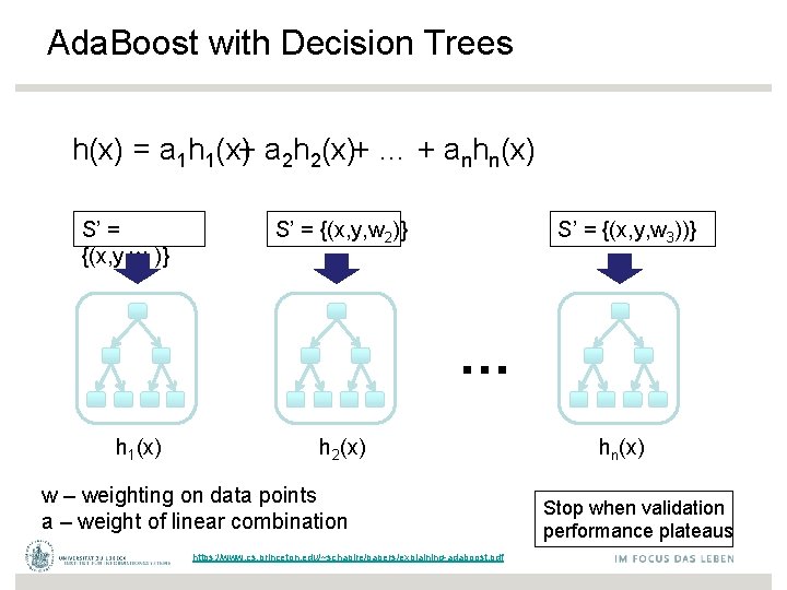Ada. Boost with Decision Trees h(x) = a 1 h 1(x)+ a 2 h