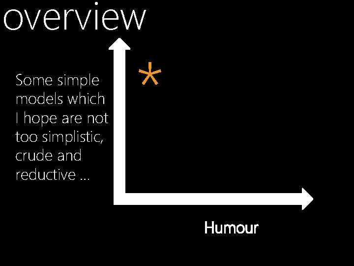 overview Some simple models which I hope are not too simplistic, crude and reductive