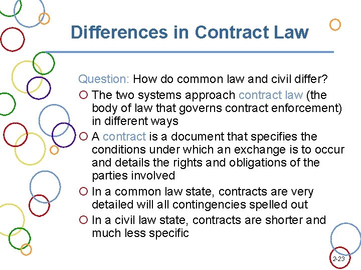 Differences in Contract Law Question: How do common law and civil differ? The two