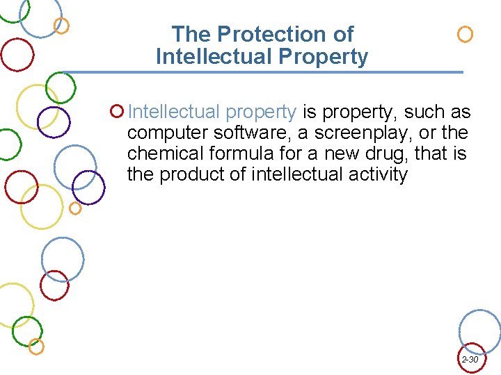 The Protection of Intellectual Property Intellectual property is property, such as computer software, a