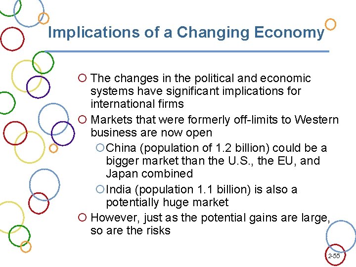 Implications of a Changing Economy The changes in the political and economic systems have