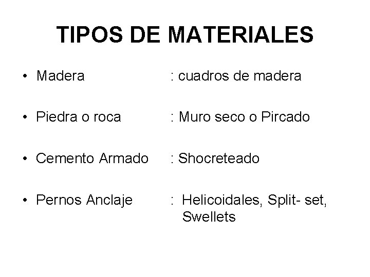 TIPOS DE MATERIALES • Madera : cuadros de madera • Piedra o roca :