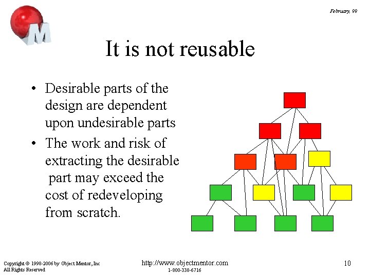 February, 99 It is not reusable • Desirable parts of the design are dependent