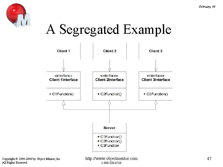 February, 99 A Segregated Example Copyright 1998 -2006 by Object Mentor, Inc All Rights