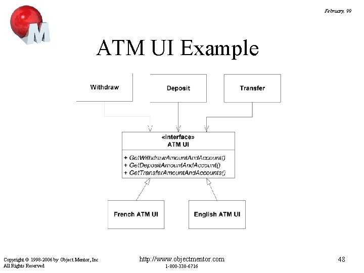 February, 99 ATM UI Example Copyright 1998 -2006 by Object Mentor, Inc All Rights