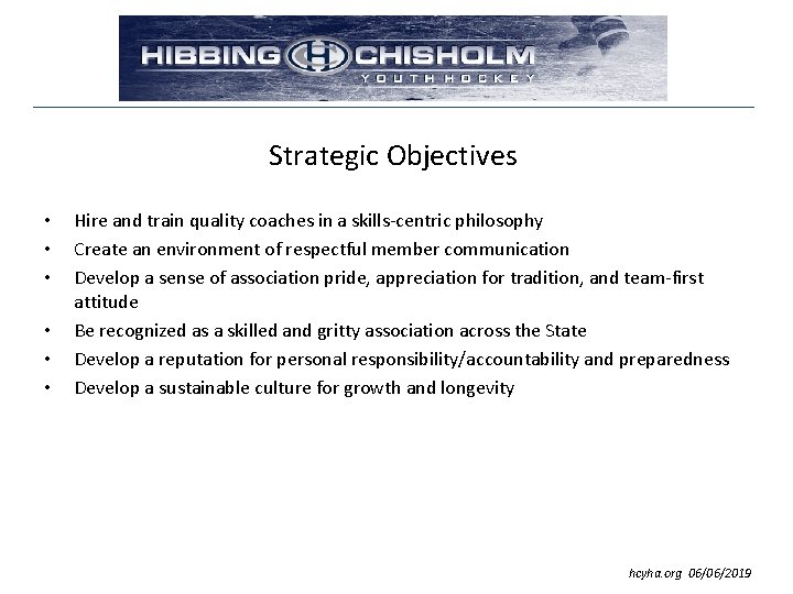 Hibbing Chisholm Youth Hockey Association FY 2020 Strategic