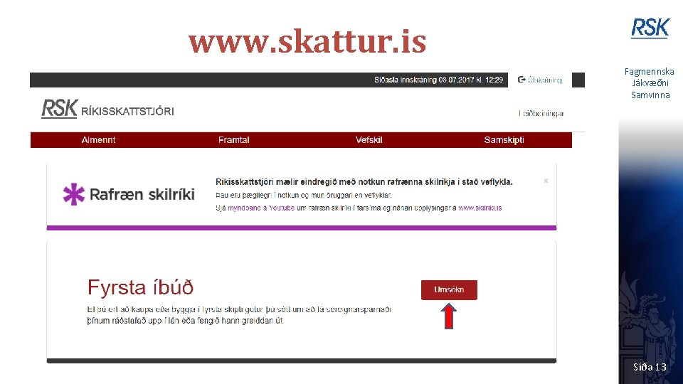 www. skattur. is Fagmennska Jákvæðni Samvinna Síða 13 