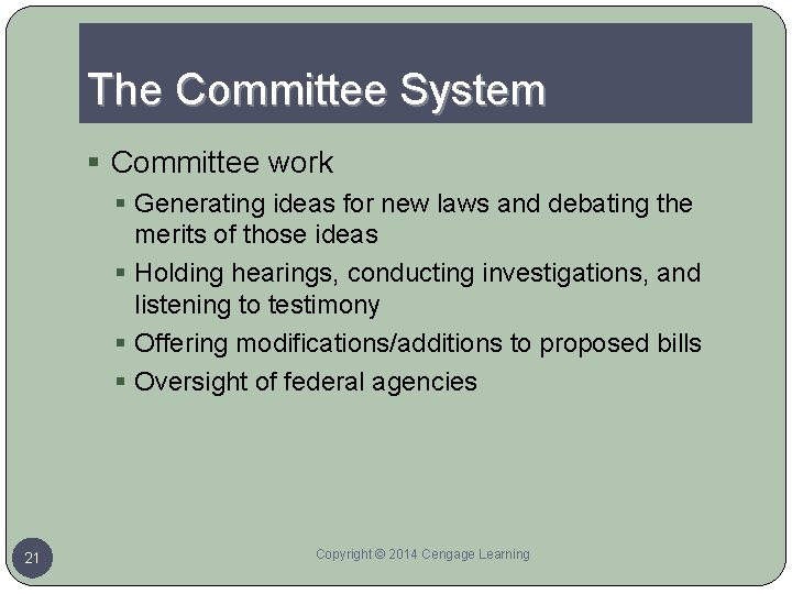 The Committee System § Committee work § Generating ideas for new laws and debating