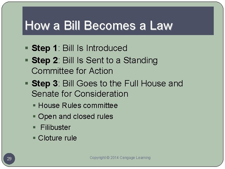 How a Bill Becomes a Law § Step 1: Bill Is Introduced § Step