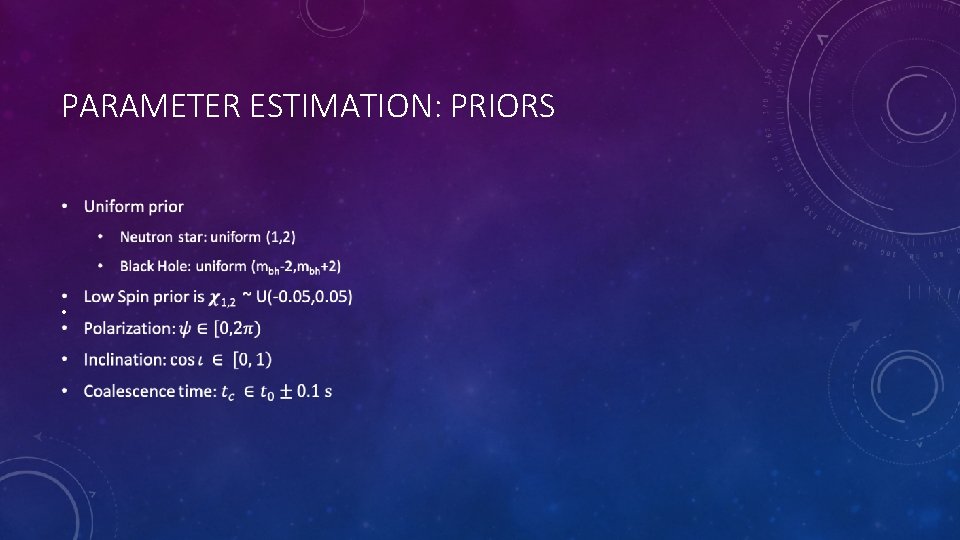 PARAMETER ESTIMATION: PRIORS • 