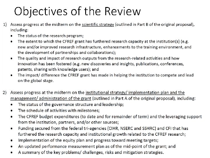 Objectives of the Review 