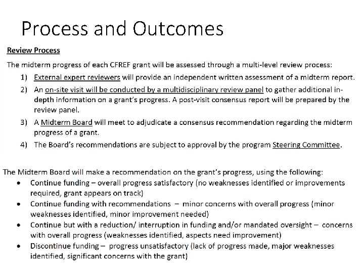Process and Outcomes 